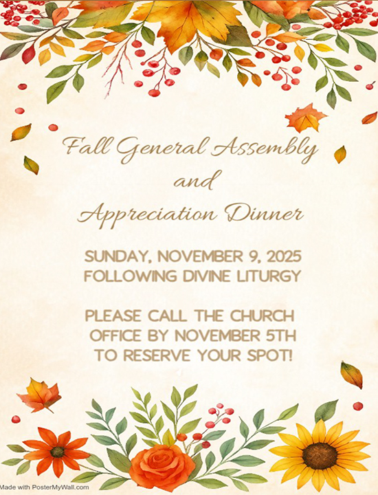 Fall General Assembly and Appreciation Dinner